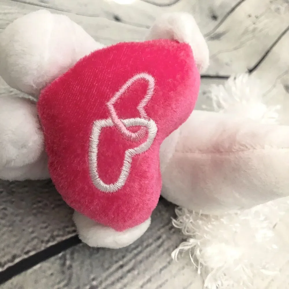 Dan Dee White Poodle Dog Plush Holding Heart Stuffed Animal Long Snout Valentine